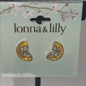 Lonna & Lilly Gold and rhinestone lemon slice  Earrings